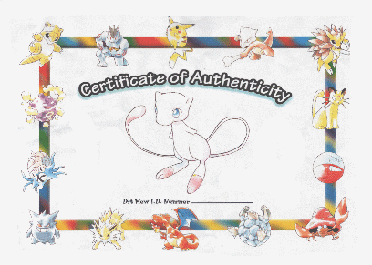 Mew Certificate. ID removed.